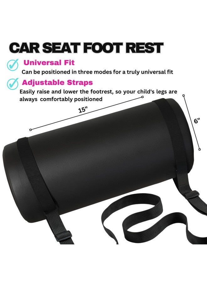 Swanoo Car Seat Foot Rest for Kids | Car Seat Accessories | Leg Rest for Car Seat Kids | Car Foot Rest with Extra Long Straps Adjusts to Any Carseat Or Toodlers Booster Seat Black Leather by SWANOO - Image 3