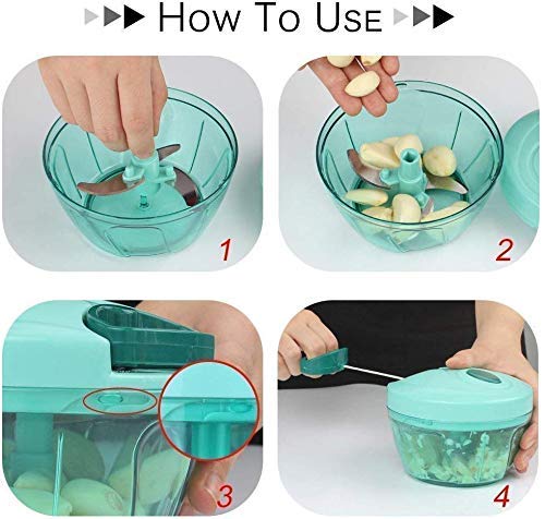 GRAZIA Plastic Handy Dori Chopper with 3 Blades- DORI MANUAL VEGETABLE CHOPPER - Pack of 1 - Image 5