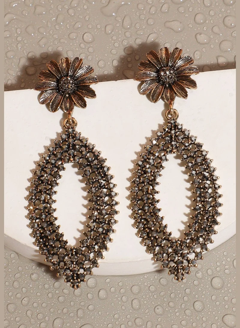 SOHI Gold Plated Designer Stone Party Wear Drop Earring For Women