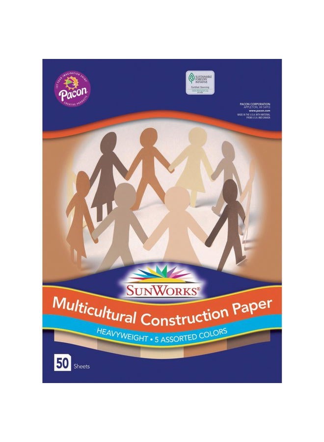 Pacon Multicultural Construction Paper, 9" x 12", Assorted Colors, Pack of 50 - Image 2