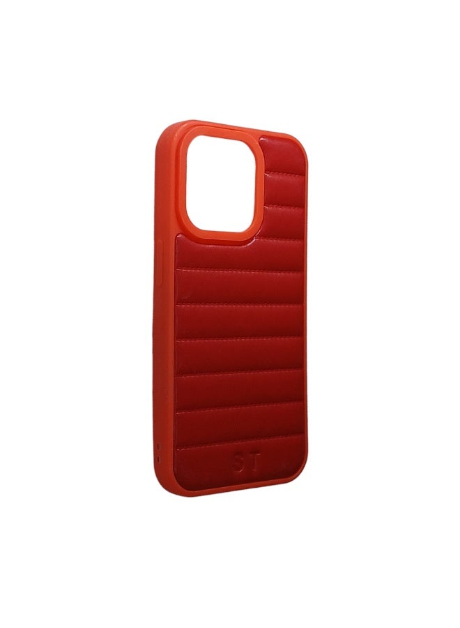 Phone Back Cover leather for iphone 15 PRO red - Image 2