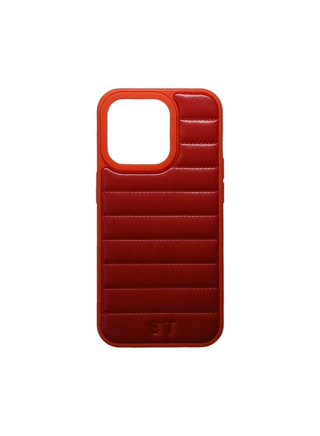 Phone Back Cover leather for iphone 15 PRO red - Image 1