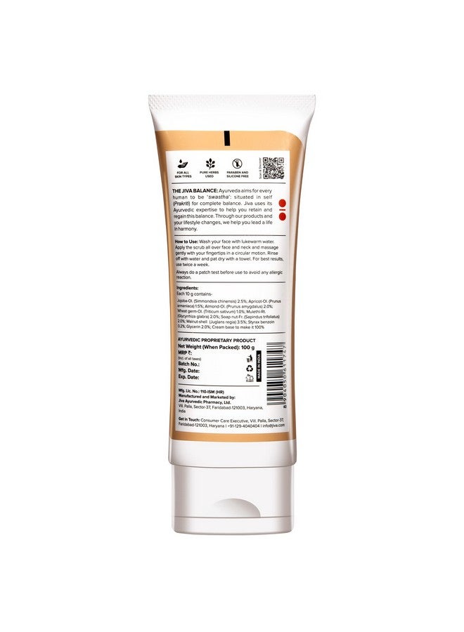 Jiva Walnut Scrub 100Gm (Pack Of 1) For All Skin Types Exfoliates Dead Skin And Increases Cell Turnover - Image 2