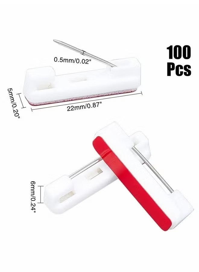 Happy D 100  safety pin adhesive strips, badge pin backs, name tag pins, white adhesive safety pin backs, adhesive pin strips for ID badge crafting, back safety strip pins, best name tag pins. - Image 2