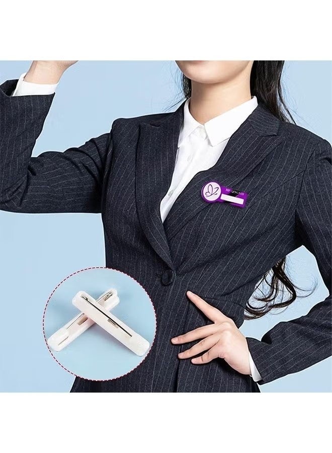 Happy D 100  safety pin adhesive strips, badge pin backs, name tag pins, white adhesive safety pin backs, adhesive pin strips for ID badge crafting, back safety strip pins, best name tag pins. - Image 5
