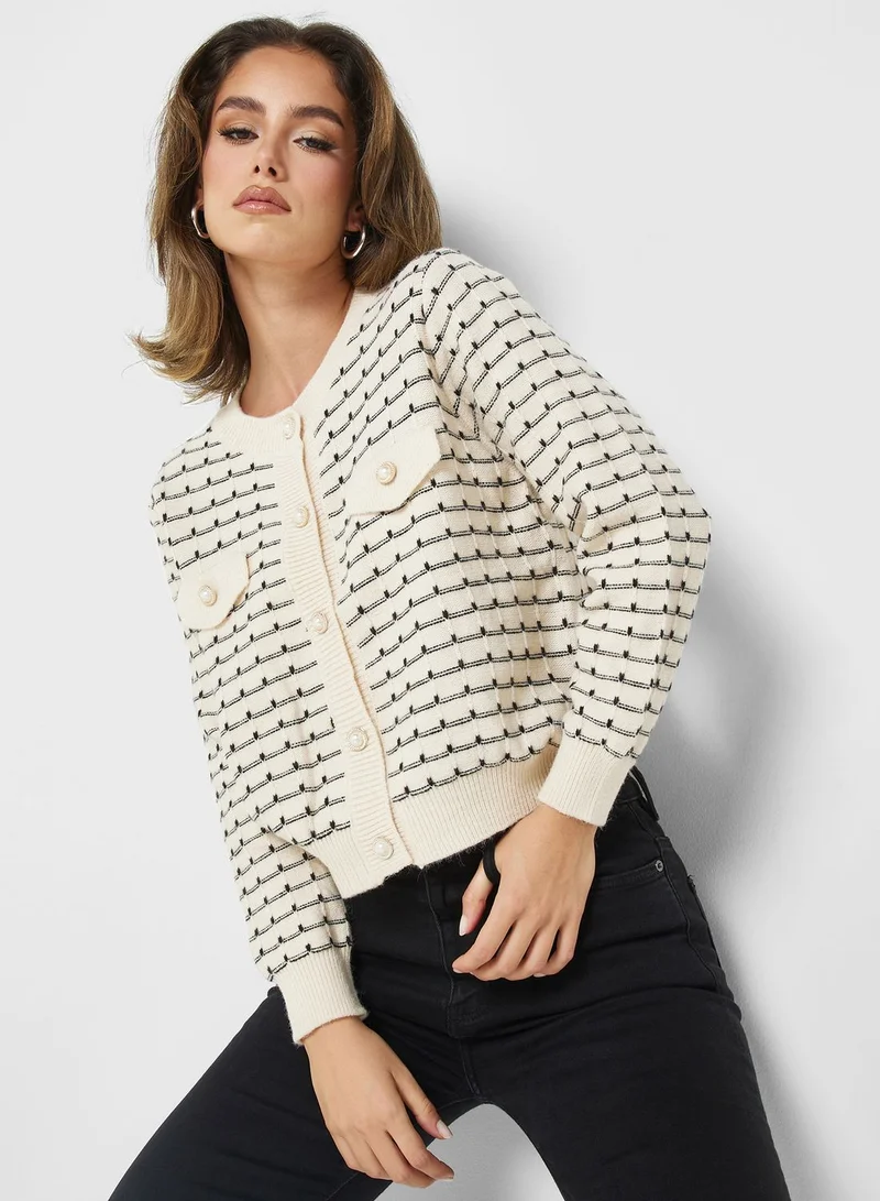 ELLA Waved Printed Cardigan