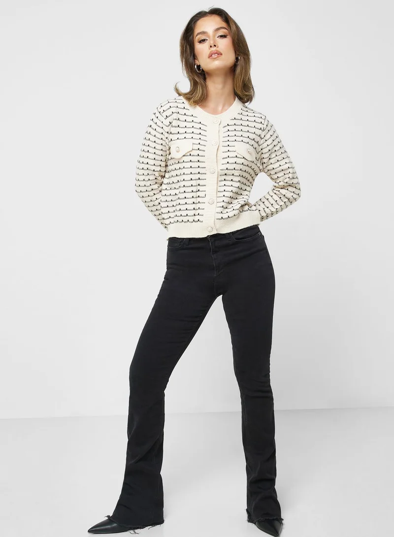 ELLA Waved Printed Cardigan