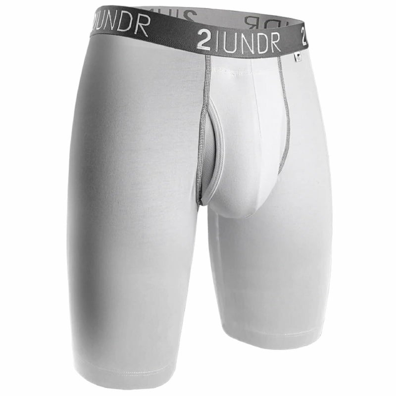 2UNDR Mens Swing Shift 9" Long Leg Underwear - White/Grey - S - Image 2