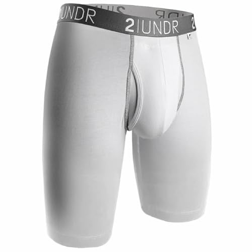 2UNDR Mens Swing Shift 9" Long Leg Underwear - White/Grey - S - Image 1