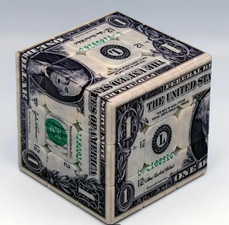 Dollar Bill Speed Cube 3x3 Gift Unique US Currency Puzzle Cube for Teens Adults Smooth Turning Brain Teaser Collectible Magic Cube Office Desk Toy - Image 3