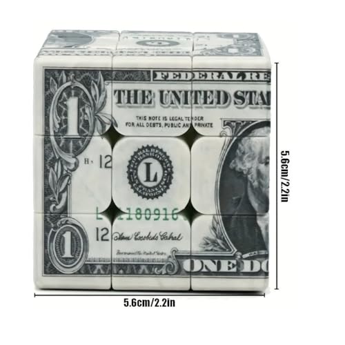 Dollar Bill Speed Cube 3x3 Gift Unique US Currency Puzzle Cube for Teens Adults Smooth Turning Brain Teaser Collectible Magic Cube Office Desk Toy - Image 5