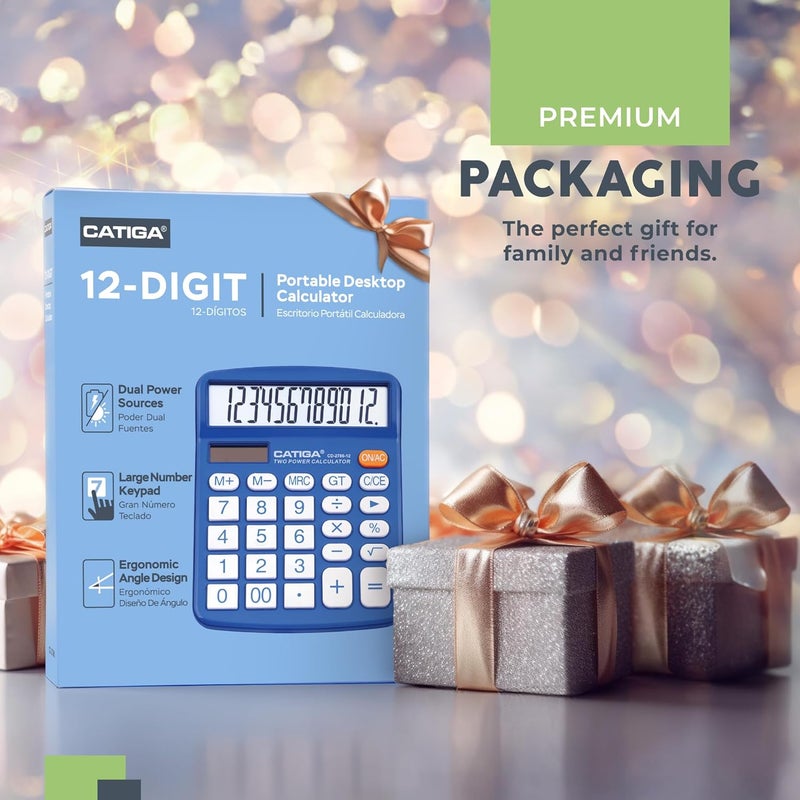 CATIGA Desktop Calculator 12 Digit with Large LCD Display and Sensitive Button, Solar and Battery Dual Power, Standard Function for Office, Home, School, CD-2786 - Image 2