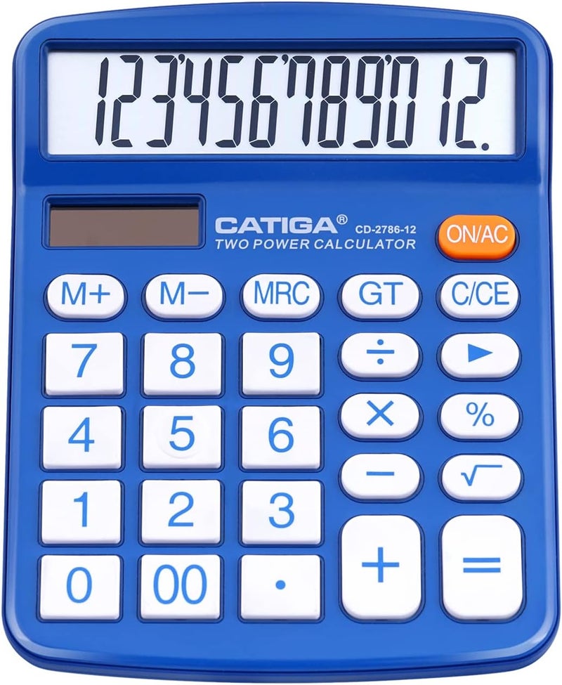 CATIGA Desktop Calculator 12 Digit with Large LCD Display and Sensitive Button, Solar and Battery Dual Power, Standard Function for Office, Home, School, CD-2786 - Image 1