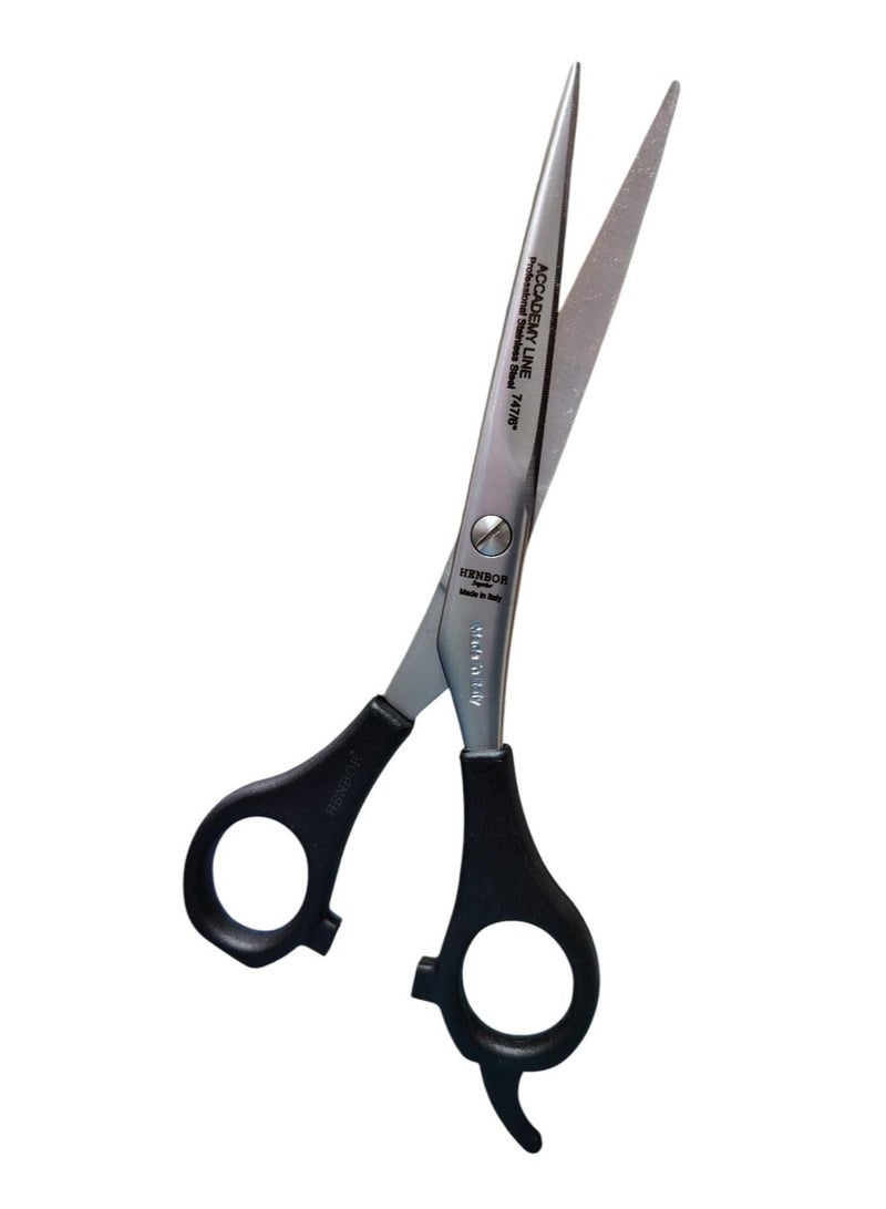 Italian Hair Cutting Scissors Size 6 With Black Ringed Plastic Handles