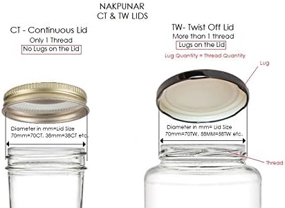Nakpunar 24 pcs 110TW Gold Lids BPA Free Plastisol Lined  110mm Lug Lids for Glass Jars Canning Preserving 1102070 Only this size lid comes with 8 Lugs Made in the USA - Image 2