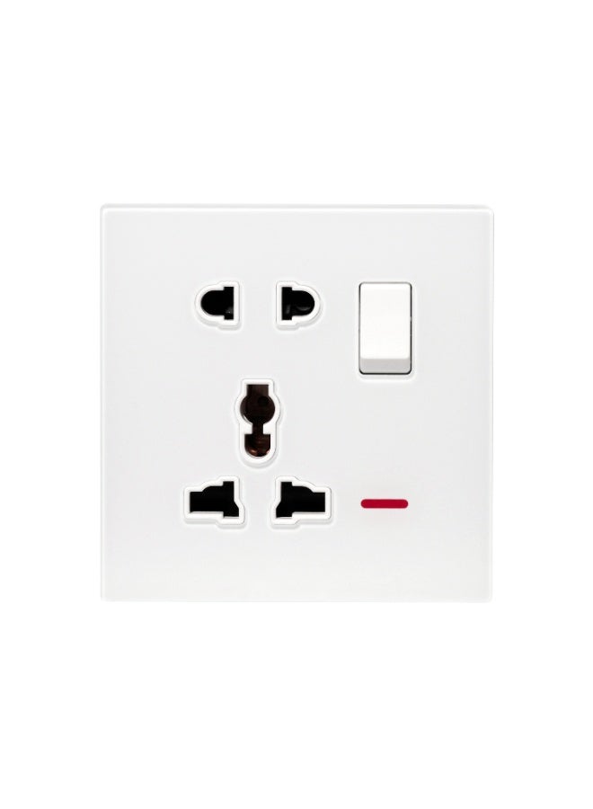 Donmarco DonMarco Single 5 Pin Socket – Ultra Thin Glass, Modern and Durable Design, Fire-Resistant Electric Outlet, 15-Year Warranty, Power Outlet (1, Matt White)  - Image 1
