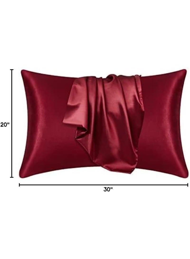 2-piece luxury satin pillowcase, suitable for hair and skin, satin pillowcase, satin skincare pillowcase, soft silky pillowcase, cold and wrinkle resistant, anti-static standard/large/extra large (20 "x30"), burgundy color - Image 3