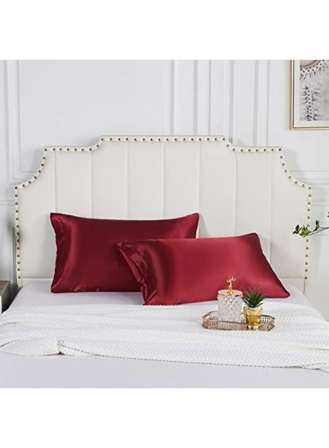 2-piece luxury satin pillowcase, suitable for hair and skin, satin pillowcase, satin skincare pillowcase, soft silky pillowcase, cold and wrinkle resistant, anti-static standard/large/extra large (20 "x30"), burgundy color - Image 2