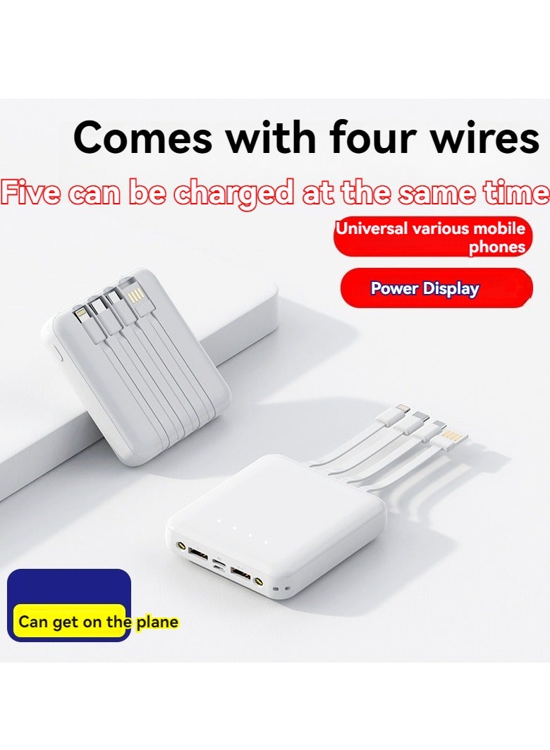 10000 mAh Large Capacity Power Bank Mini Portable Power Bank (White) - Image 1