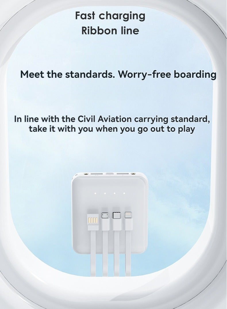 10000 mAh Large Capacity Power Bank Mini Portable Power Bank (White) - Image 4