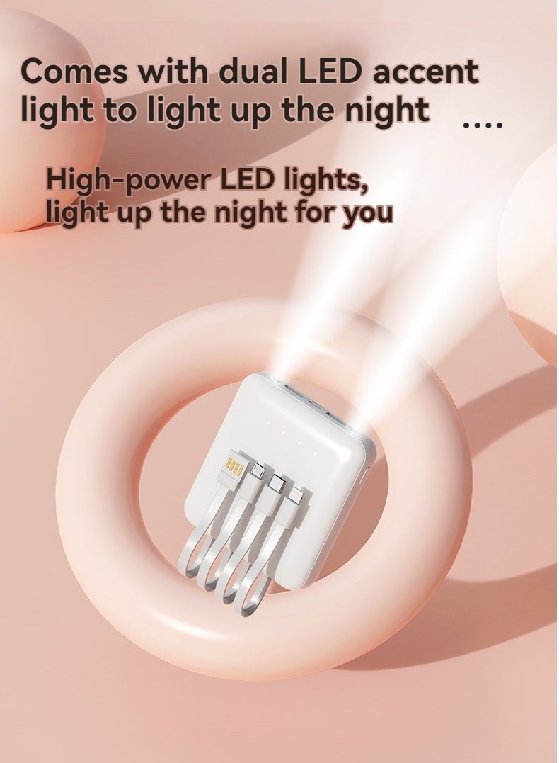 10000 mAh Large Capacity Power Bank Mini Portable Power Bank (White) - Image 2