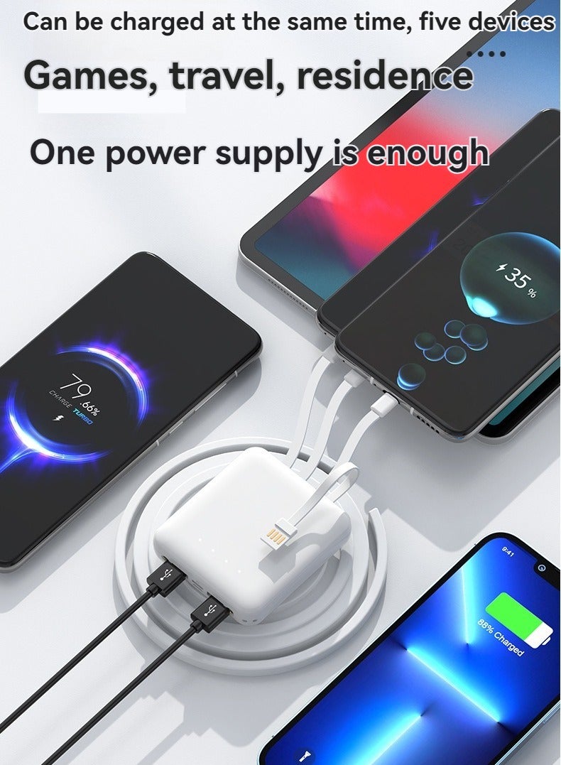 10000 mAh Large Capacity Power Bank Mini Portable Power Bank (White) - Image 5