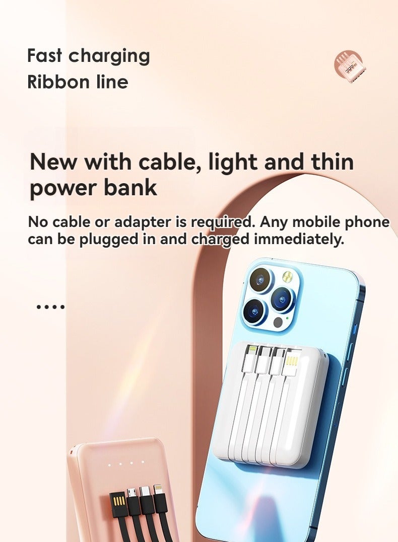 10000 mAh Large Capacity Power Bank Mini Portable Power Bank (White) - Image 3