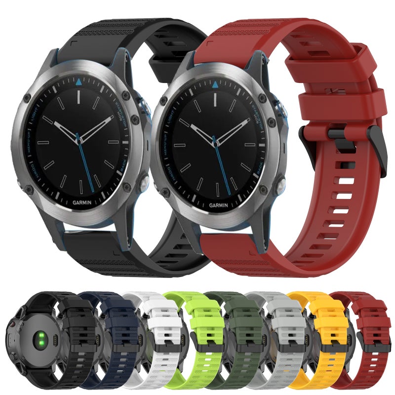 S-TOP For Garmin Quatix 5 22mm Horizontal Texture Silicone Watch Band with Removal Tool(Black) - Image 3