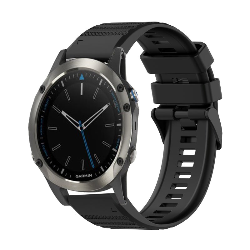 S-TOP For Garmin Quatix 5 22mm Horizontal Texture Silicone Watch Band with Removal Tool(Black) - Image 1