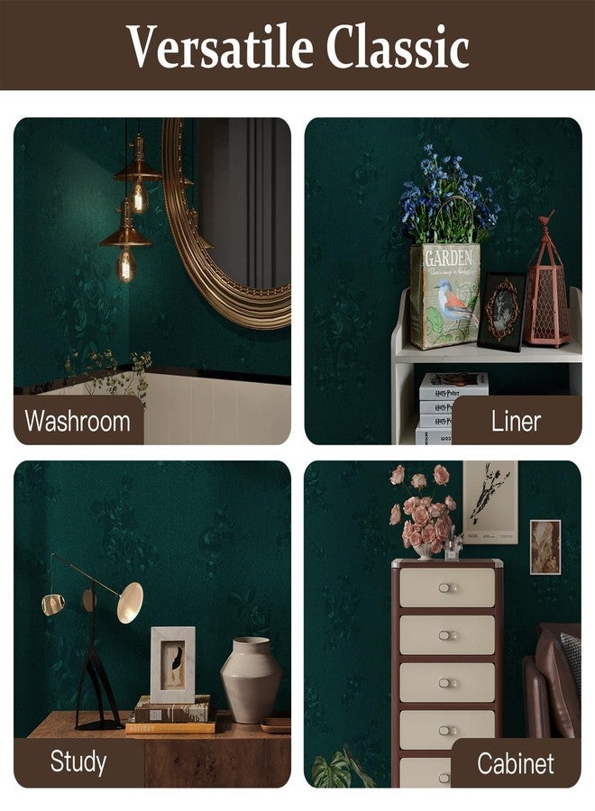 Dimoon ورق جدران ديموون الأخضر اللاصق، مقاس 17.7 بوصة × 78.7 بوصة، بنقشة زهور قوطية، ورق جدران لاصق، مناسب للمستأجرين، عصري، ذاتي اللصق، بنقشة دمشقية، لفة فينيل للخزائن (78.7 بوصة × 17.7 بوصة، بنقشة زهور خضراء). - Image 5