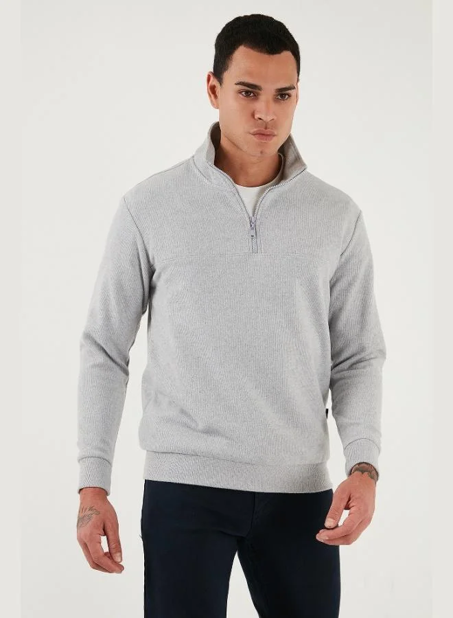 Buratti Cotton Regular Fit Half Zipper Stand Collar Sweater Men's SWEATER 456112