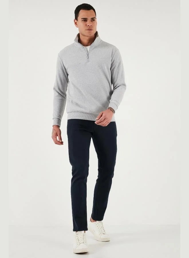 Buratti  Buratti Cotton Regular Fit Half Zipper Stand Collar Sweater Men's SWEATER 456112 for Men | Best Price UAE