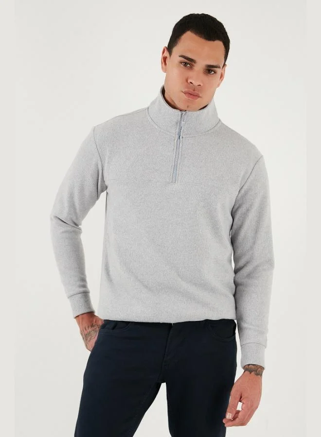 Buratti  Buratti Cotton Regular Fit Half Zipper Stand Collar Sweater Men's SWEATER 456112 for Men | Best Price UAE