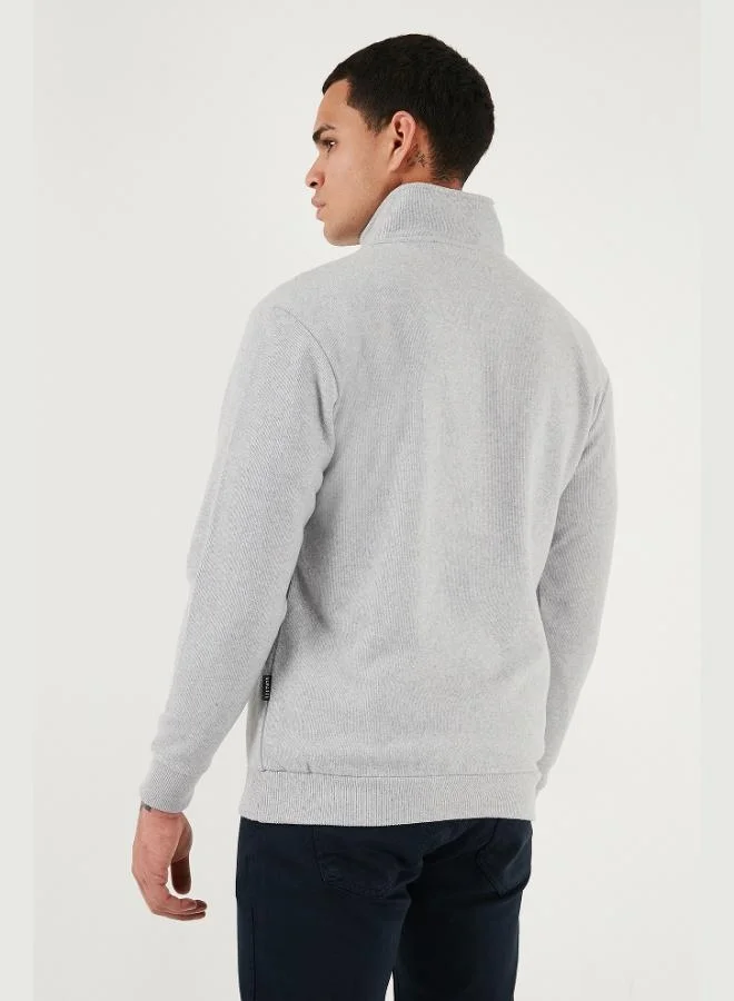 Buratti  Buratti Cotton Regular Fit Half Zipper Stand Collar Sweater Men's SWEATER 456112 for Men | Best Price UAE