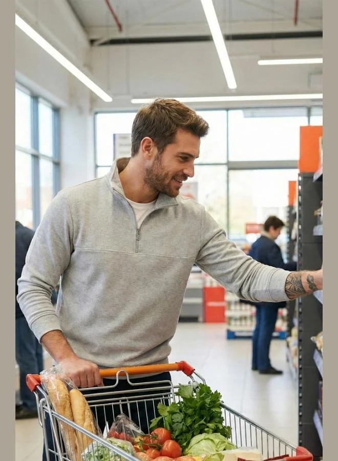 Buratti  Buratti Cotton Regular Fit Half Zipper Stand Collar Sweater Men's SWEATER 456112 for Men | Best Price UAE