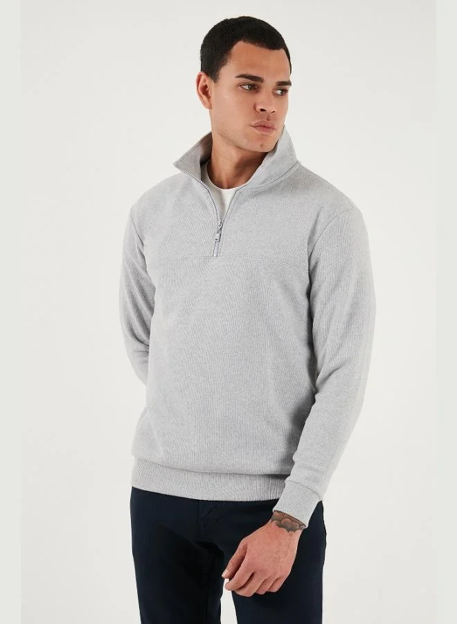 Buratti  Buratti Cotton Regular Fit Half Zipper Stand Collar Sweater Men's SWEATER 456112 for Men | Best Price UAE