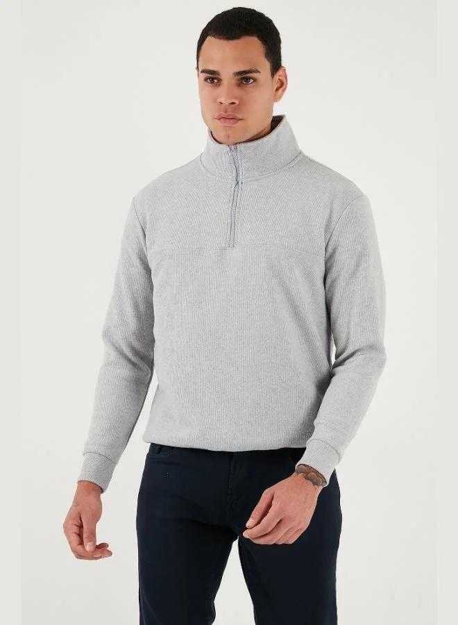 Buratti  Buratti Cotton Regular Fit Half Zipper Stand Collar Sweater Men's SWEATER 456112 for Men | Best Price UAE