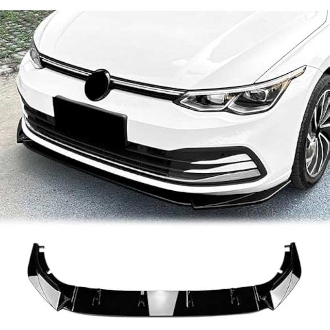 FINMOKAL Gloss Black Front Bumper Lip Spoiler Splitter Air Chin Body Kit Compatible with VW Golf 8 MK8 Standard Edition Pro 2020-2024 - Image 1