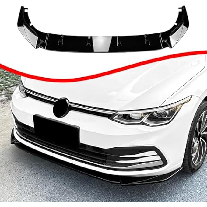 FINMOKAL Gloss Black Front Bumper Lip Spoiler Splitter Air Chin Body Kit Compatible with VW Golf 8 MK8 Standard Edition Pro 2020-2024 - Image 2