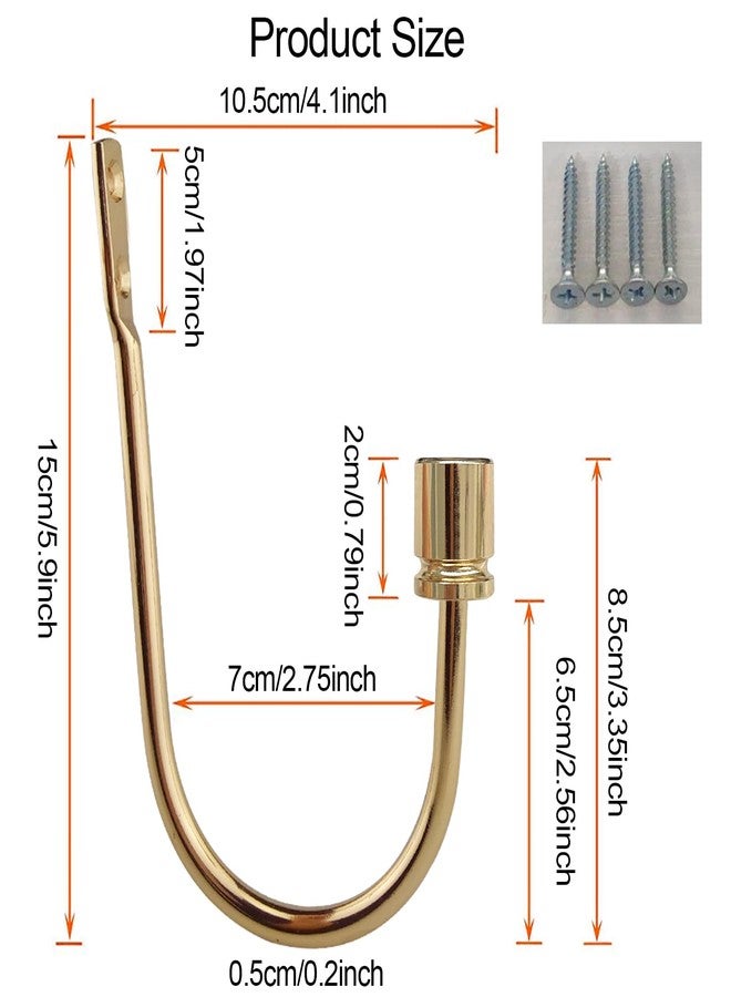 Coolnice Curtain Tiebacks, 6 Pack Wall Mounted Drapery Tiebacks with Screws, Heavy Duty Metal Decorative Window Drapery Holder, Curtain Holders with U Shape for Home Office,Gold - Image 2