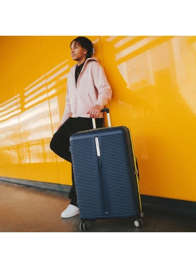 إيمينينت Hard Case Checked Bag 28 inch Travel Bag Unisex PP Luggage Trolley Lightweight Expandable 4 Double Spinner Wheel Travel Suitcase with TSA Lock and Safe Zippers, B0013, Mood Indigo