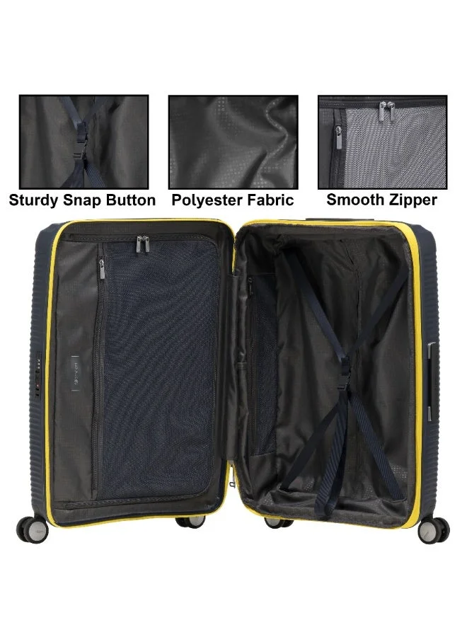 eminent Mood Indigo Hard Case Checked Bag 28 inch Travel Bag Unisex PP Luggage Trolley Lightweight Expandable 4 Double Spinner Wheel Travel Suitcase with TSA Lock and Safe Zippers, B0013, Mood Indigo  | Best Price UAE