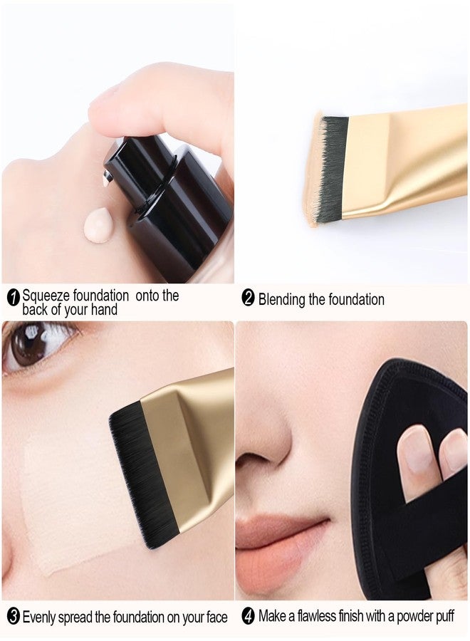 BEAUTYFACTOR 2Pcs Flat Foundation Brush,Face Mask Brush Makeup Spatula Facial Brush for Liquid Foundation Mask,Premium Face Korean Makeup Brush for Blending Cream (Silver&Champagne) - Image 3