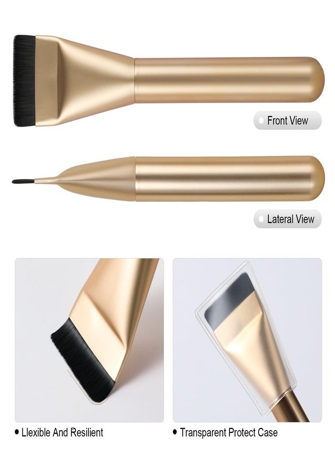 BEAUTYFACTOR 2Pcs Flat Foundation Brush,Face Mask Brush Makeup Spatula Facial Brush for Liquid Foundation Mask,Premium Face Korean Makeup Brush for Blending Cream (Silver&Champagne) - Image 5