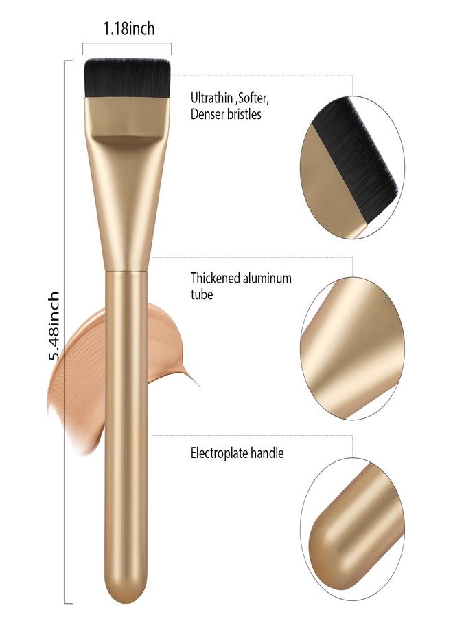 BEAUTYFACTOR 2Pcs Flat Foundation Brush,Face Mask Brush Makeup Spatula Facial Brush for Liquid Foundation Mask,Premium Face Korean Makeup Brush for Blending Cream (Silver&Champagne) - Image 4