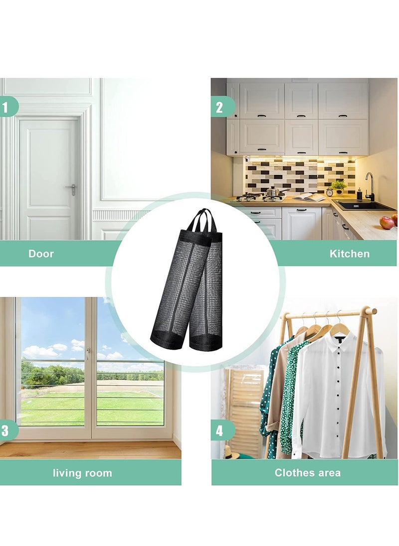 Excefore - Plastic Bag Holder, Trash Bags Holder, Hanging Folding Mesh Garbage Bag Organizer, Recycling Grocery Bag Storage Container, Hanging Shopping Bag Holder for Home and Kitchen 4 Packs - Image 1