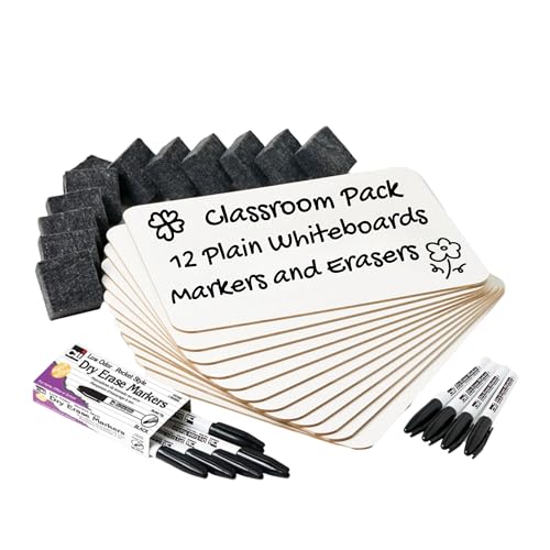 Charles Leonard Dry Erase Lapboard Class Pack, Includes 12 each of Whiteboards, 2 Inch Felt Erasers and Black Dry Erase Markers (35036), 12 Sets - Image 1