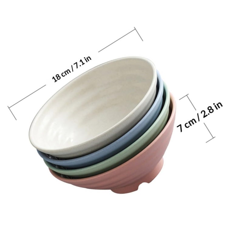 4Pcs 18Cm Wheat Straw Unbreakable Noodle Soup Salad Bowls Set Kitchen Dining Tableware - Image 3