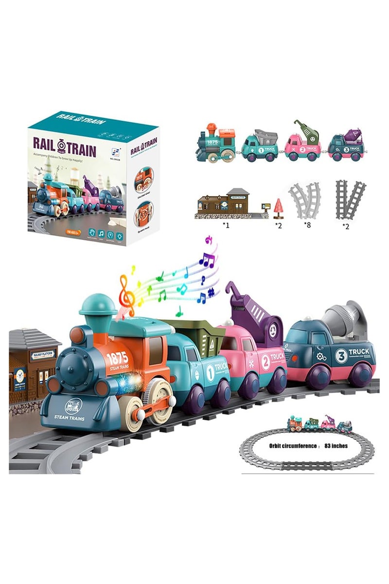 Lighting & Music Train Toy for Kids, Magnetic Train Toys for Toddlers 3+, Electric Train Set with Train Tracks Accessories Battery Operated, Birthday for Boys Girls Age 4 5 6 7 - Image 1