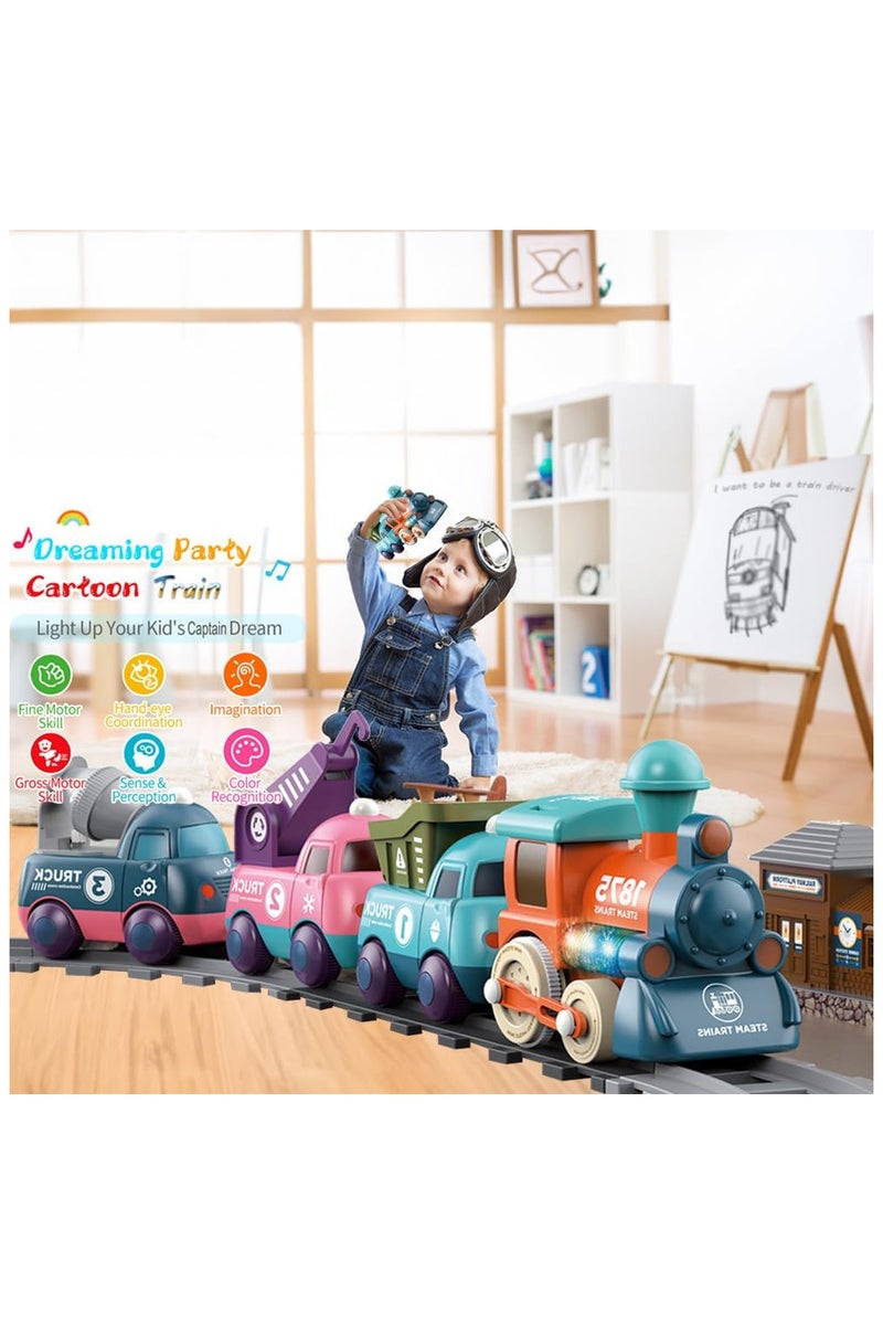 Lighting & Music Train Toy for Kids, Magnetic Train Toys for Toddlers 3+, Electric Train Set with Train Tracks Accessories Battery Operated, Birthday for Boys Girls Age 4 5 6 7 - Image 2